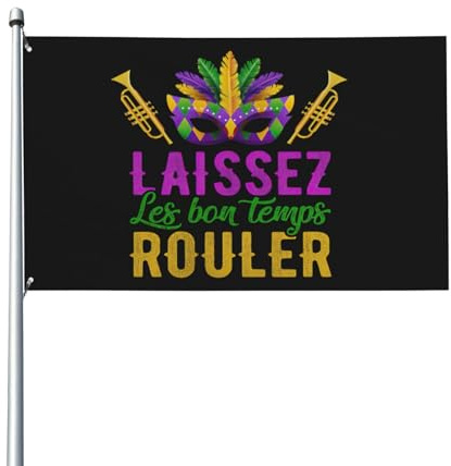 Bandiera 90X150cm, Mardi Gras Laissez Les Bon Temps Rouler Stampa Bandiere Classica Flag per Bar Giardino Balcone