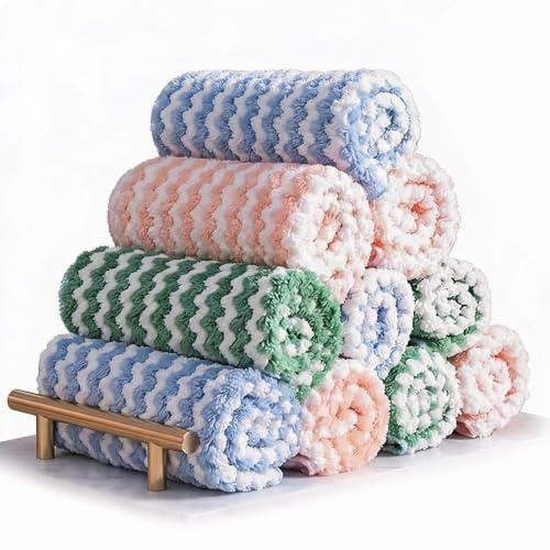 DSUFGNWINFS Paño de Limpieza de Microfibra para Cocina, paños de Microfibra Multiusos para Lavar, Suave y sin Pelusa para baño, Coche y Cristales, 25 x 25 cm (10 x 10 Pulgadas)(18pcs)
