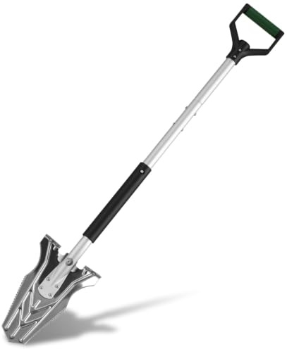 Eikuavons Pala de drenaje con dientes de sierra, pala plegable para jardín, 120 cm