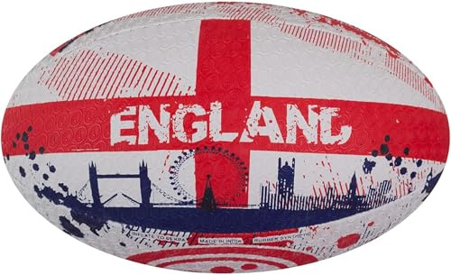 Optimum England Nation Rugby Ball – Durable Rubber Training Ball with Enhanced Grip & Long Air Retention – Size 3
