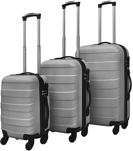 vidaXL 3X Reisekoffer Silber Trolley Hartschalenkoffer Kofferset Reise Urlaub