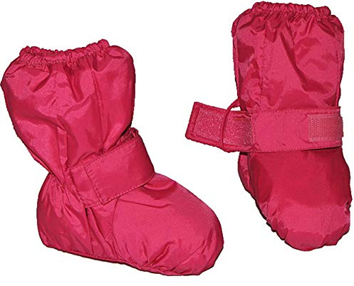 alles-meine.de GmbH Überziehschuhe mit langem Schaft - Größe: 6 bis 9 Monate - wasserdicht leicht anzuziehen - Thermo gefüttert Fleece - pink rosa Baby Regenfüßling Füßlinge - Ba..