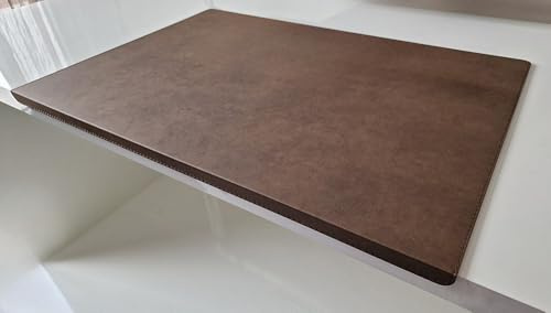 Gewinkelte Schreibtischunterlage mit Kantenschutz Nubuk Leder 70 x 47 Braun