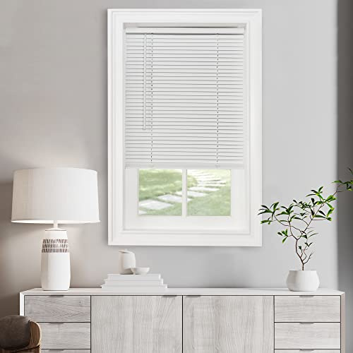 Cordless Light Filtering Mini Blind - 34 Inch Width, 72 Inch Length, 1 Slat Size - Pearl White - Cordless GII Morningstar Horizontal Windows Blinds for Interior by Achim Home Decor