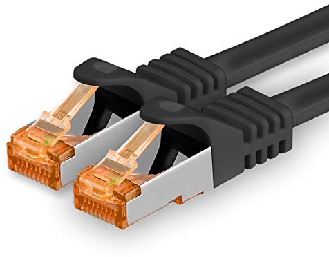 1aTTack.de 1x 1,5 m - svart - Cat7 Cat 7 10 GB/s SFTP Ethernet-nätverkskabel - RJ45 Ethernet LAN DSL Router modem