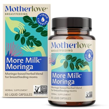 Motherlove More Milk Moringa (60 Liquid caps) Moringa-Based Lactation Supplement to Support Breast Milk Supply—Non-GMO, Organic Herbs, Vegan, Kosher