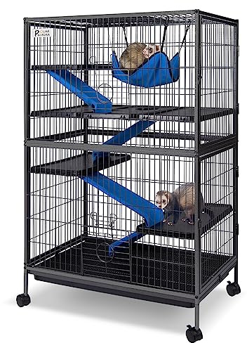 Polar Aurora Metal Small Animal Cage 5 Tiers Homes for Pets Removable Ferret Cage with Lockable Wheels, 50 H Deluxe Chinchilla Cage with Hammock and Removable Tray