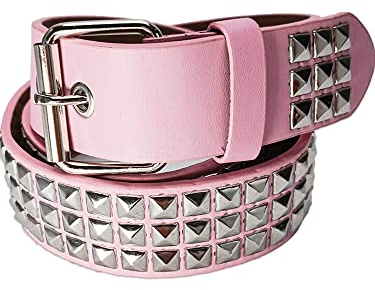 Punk Studded Belt for Women Rock Threads Goth Stud Pyramid Gothic Clothing (Pink)