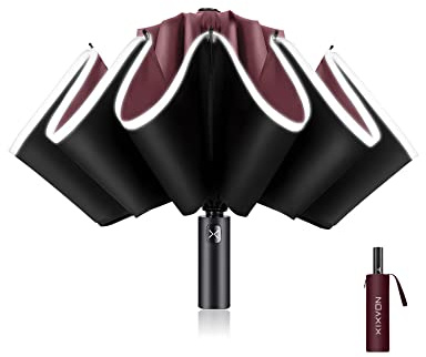 XIXVON Parapluie Pro | Parapluie Inversé, Protection UV 50+ à 99%, Bande De SéCurité RéFléChissante, RéSistant Au Vent, Portable, Automatique, Pliant