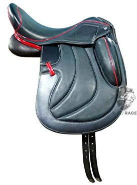 WILD RACE Leder-Dressur-Monoflap-Wechseleisensattel/Leather Dressage Monoflap Changeable Gullets Saddle (18)