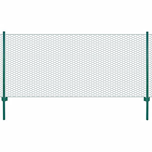 Homgoday Clôture en treillis métallique avec poteaux en acier 25 x 0,5 m vert