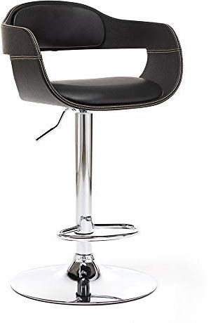 Mingone Barhocker Höhenverstellbar Barstuhl mit Lehne Drehstuhl mit Armlehnen Küchenhocker aus Kunstleder Geeignet für Bars, Theken und Küchen, Schwarz
