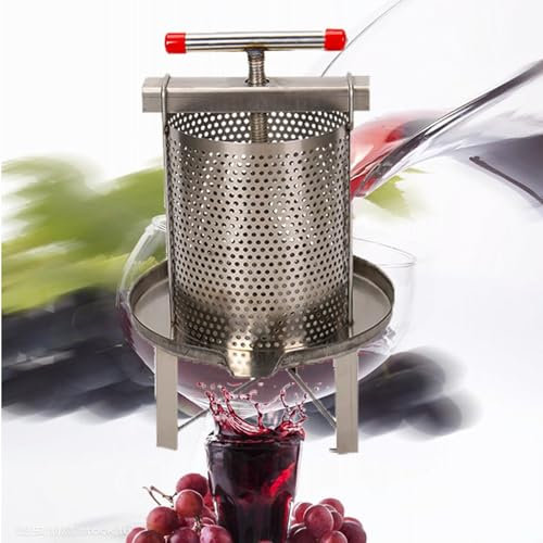 torchio per melanzaneTorchio per Vini di Frutta 13 Litri Torchietto Manuale Pressa per Succo di Frutta con Impugnatura Cestello in Acciaio Inossidabile(Color:1)