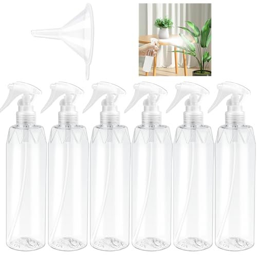 TAIHOBO Lot de 6 Vaporisateur Cheveux, 200ml Pulverisateur a Main Plastique avec Entonnoir, Rechargeable Bouteille Flacon Spray Vide Transparente, Vaporisateur Vide pour Nettoyage Jardinage Coiffeur