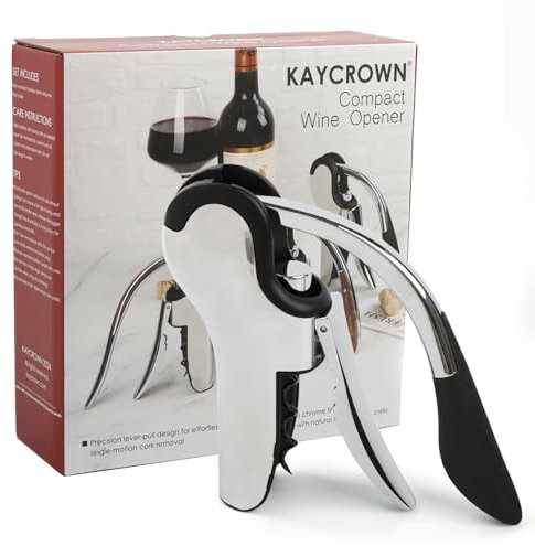 KAYCROWN Tire-bouchon à levier vertical en acier inoxydable avec poignée noire