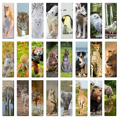 FZSECRIU Lot de 24 Marque-Pages Magnétiques Animaux Sauvages, Marqueurs Livres, Cadeaux Enseignants, Marque-Pages Aimantés