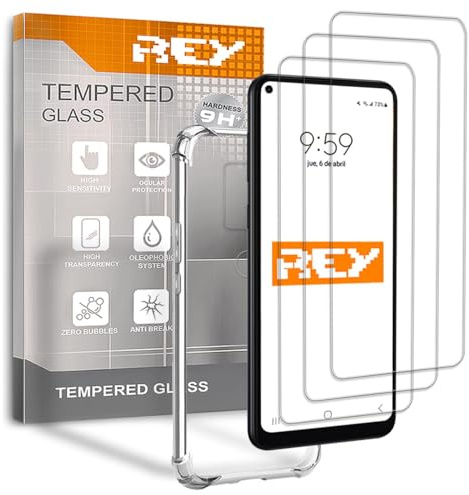 3X Protector de Pantalla y Funda Anti-Shock para XIAOMI REDMI Note 9, Cristal Vidrio Templado y Silicona TPU de Alta Resistencia