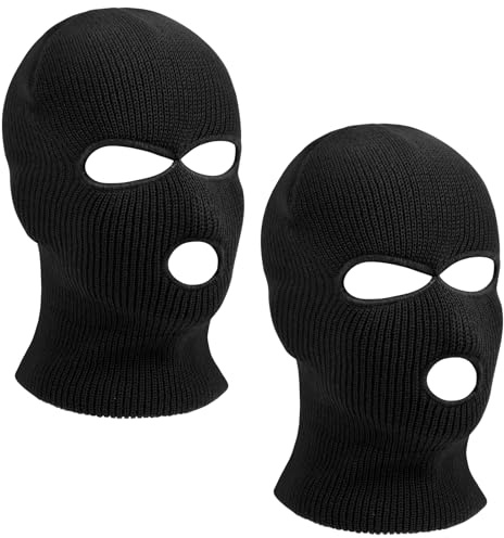 HAGOT 2 Pièces Cagoule 3 Trous, Cagoule Balaclava, Balaclava à 3 Trous Tricoté, Cagoules de Visage Comple, pour Ski Moto Vélo Cyclisme, pour Hommes et Femmes
