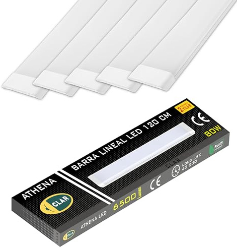 CLAR - LED-skärm 120 cm, LED-skärm, LED-armatur 120 cm, takarmatur, LED-grenuttag, kök, LED-bar, LED-armatur, LED-displayer, LED-taklist, LED-remsor, 6500ºK (80 W pack 5)