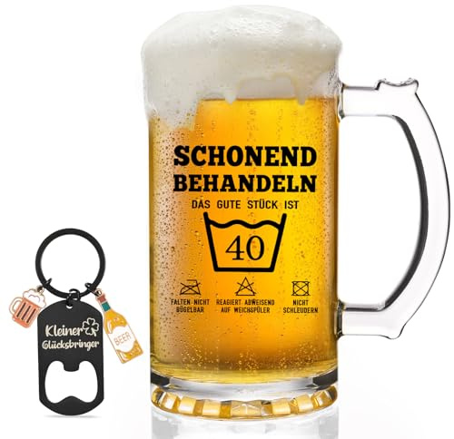 Joymaking Bierglas Geschenk 40. Geburtstag - Für Mann Und Frau, Biermug 50. Geburtstag, Bierkrug 0,5L