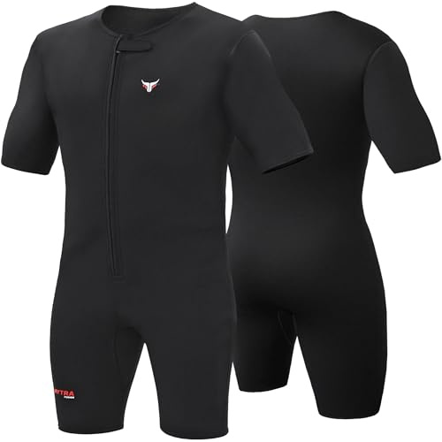 Mytra Fusion neopren svettdräkt för män och kvinnor stretchbar viktminskning svettdräkt för bantning Fitness Träning Gym Träning Löpning och simning (Black, XXL)