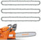 3-Pack Chainsaw Chain for 12 Inch (30cm) Bar, 45 Drive Links, 3/8 LP 0.043 (1.1mm) Gauge, 65 Manganese Steel Replacement Chain Compatible with Ryobi OCS1830, Bosch AKE 30 Li, Makita, Dewalt