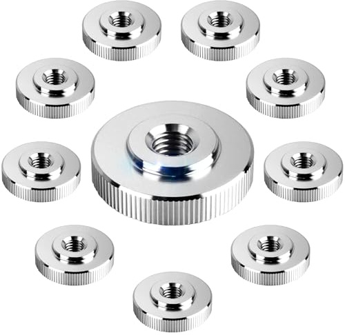 ITSOGOO 10 Pièces DIN467 M4 Écrou Moleté,Acier Inoxydable Écrous Moletés Ronds à Main,Poignée Filetés Femelle à Trou Traversant