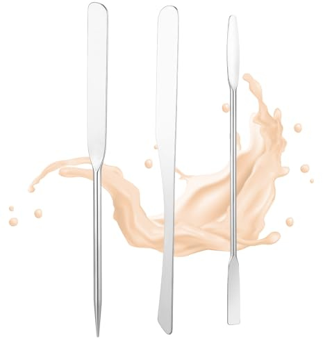 3Pcs Mini Makeup Spatula, Stainless Steel Foundation Spatulas, Spatula Set for Even Application Mini Metal Scraper for Surface Skincare Face Cream Cosmetic