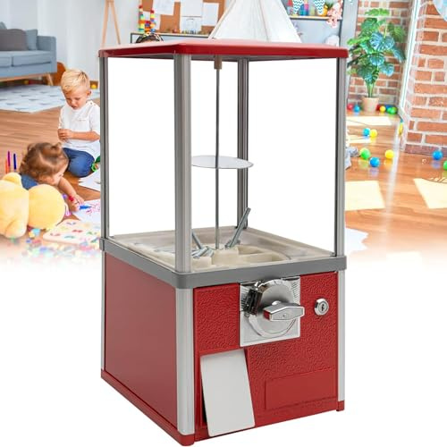YHNNH, Gummimaskin for spelbutiker,kommersiell varuautomat Godisautomat Gumballmaskin for barn,prisautomat (röd)(Red)