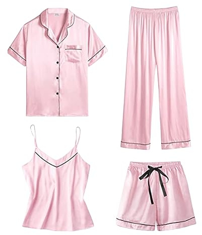 Generisch Pyjama pour femme - Chaud et fin - Quatre pièces - Pantalon en tissu