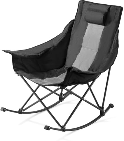 VEVOR Sedia a Dondolo da Campeggio, Sdraio a Dondolo Pieghevole Portatile, Sedia Reclinabile da Giardino, Carico max. 100kg, Sdraio da Campeggio Balcone, Giardino
