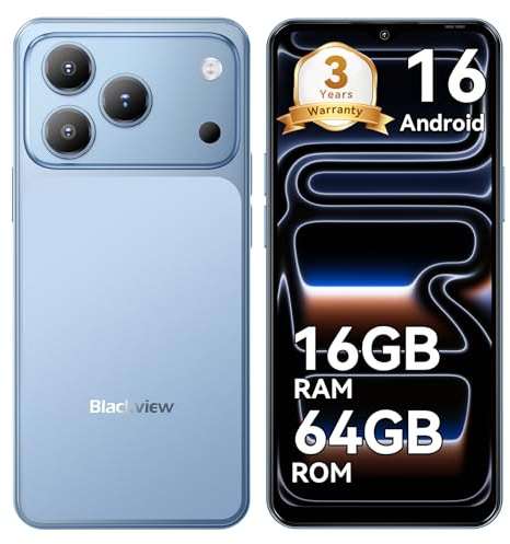 Blackview Wave 7C Telefono Movil Baratos Buenos Android 16, 32MP+13MP, 6.56, 16+64GB/2TB TF Celulares,Smartphone Libres Oferta 5000mAh//3.5mm/WiFi 5G/Face ID/3 Ranuras para SIM,3 Años de Garantía