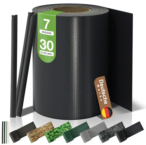 BooGardi Strisce frangivista in PVC · Recinzione frangivista 19 cm x 35 m antracite 1 rotolo · 450 g/m² · incl. 30 clip · Pannello di recinzione per recinzione a doppia asta & staccionata · Opaco