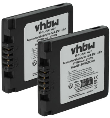 vhbw 2X Akku kompatibel mit Leica D-Lux Kamera (500 mAh, 3,6 V, Li-Ion)