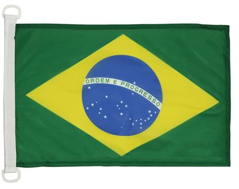 AZ FLAG - Drapeau Brésil - 45x30 cm - Pavillon Nautique Brésilien Spécial Bateau Et Extérieur En Maille Bloquée Avec Anneaux Plastiques Intégrés - 30g