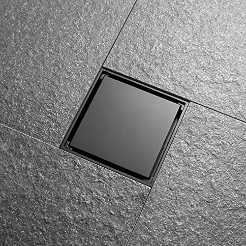 Square Shower Drain,Stainless Steel Floor Drain with Tile Insert Grate,Removable Cover,for Home Hotel (4 Inch)