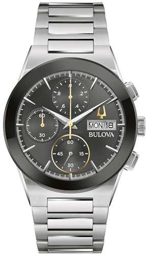 Bulova Men's Modern Millenia Chronograph 6-Hand Quartz Stainless Steel Watch, Day/Date, Edge to Edge Crystal, 41mm