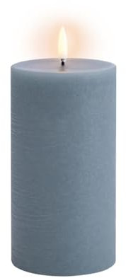 Uyuni - LED Pillar Candle - Hazy Blue, Rustic - 7,8x15,2 cm (UL-PI-HB78015)