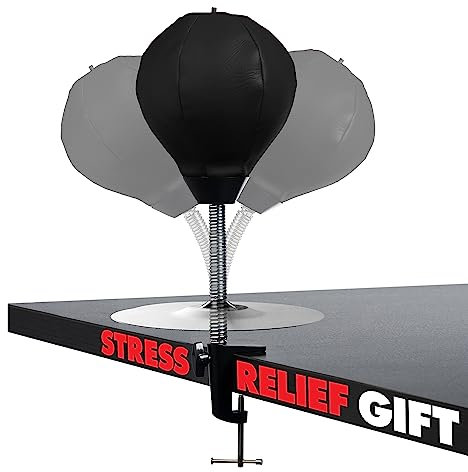 Antistress Mit Tischklemme Und Saugnapf, Boxsack Hängend Oder - Stehend Lustiges Anti-Stress Geschenk, Desktop Ball zur Stressabbau, Büro Spielzeug, Starker Saugfuß, Robuster PU-Leder Boxball