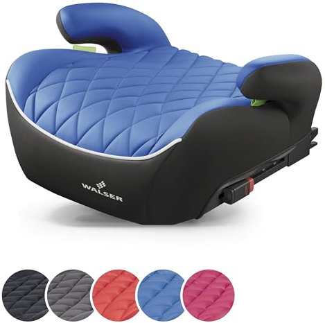 WALSER Premium Kinder Sitzerhöhung Auto ISOFIX, Qualitätssieger Sehr Gut* Kindersitz Auto 125-150 cm, Kindersitzerhöhung Auto Andy neueste Norm 2024 ECE R 129, Sitzerhöhung Auto Kinder schwarz/blau