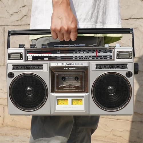 generic Vintage Retro Bandinspelare Boombox med Bluetooth, AM/FM-Radio och Inspelningsfunktion – Bärbar och Smartphone-Kompatibel – Cool 1980-Talsdesign