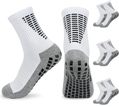 KOOOGEAR 3 pares de calcetines de fútbol con agarre, calcetines antideslizantes para niños, calcetines deportivos para niños, niños, transpirables, antideslizantes, para fútbol, baloncesto, correr