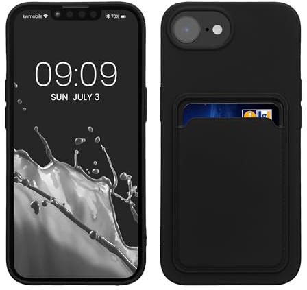 kwmobile fodral kompatibelt med Apple iPhone 17e/iPhone 16e fodral – TPU-telefonskydd med kreditkortshållare – svart