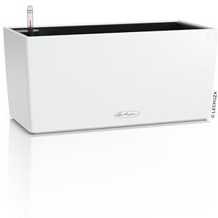 Lechuza - Macetero Balconera Color 40 Blanco, Jardinera para balcón con Sistema de riego, indicador de Nivel de Agua e Inserto, Superficie Mate, 40 x 19 x 19 cm, 15479