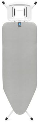 Brabantia Ironing Board C, 124x45cm - Metallised | 100% Fairtrade Cotton | Stable & Large Ironing Board | Foldable with Adjustable Height & Solid Steam Iron Rest | Fairtrade & C2C Certified