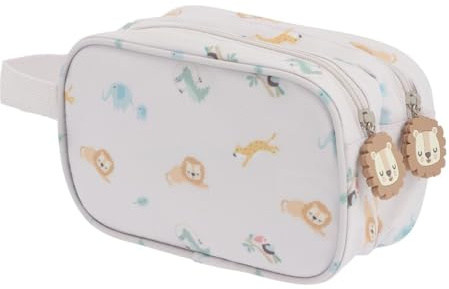 Tutete Kinder Kulturtasche | Waschbarer Kulturbeutel mit Zwei Fächern und Einer Reißverschlusstasche | Hergestellt aus recyceltem RPET | Ideal für die Schule | Savanne