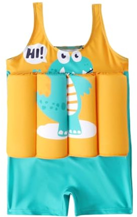 Kids Swim Vest One Piece Toddler Swimming Costume Girls Float Suits,Rash Guard Swimsuit Buoyancy Floatsuit with 1/4 Zip Sun Shirt UPF50+ Swimwear Bathing Suit Top