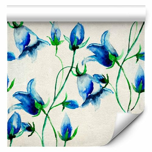 murando - Carta da Parati Adesiva Muro Fiori Blu Naturali Floreale 10 m x 0 49 m Autoadesiva - Pellicola Murales per Soggiorno e Camera da Letto - Stickers - Carte per Pareti Decorativi f-B-0087-j-b