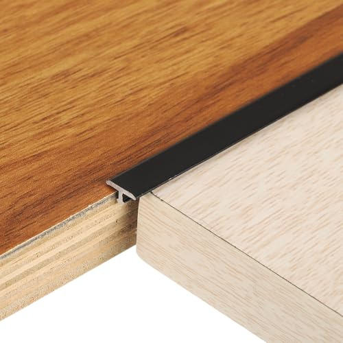 QUARKZMAN Perfil De Transición Para Suelos De 2.9 Pies X 0.31 Pulgadas Tipo T, Moldura De Aleación De Aluminio Para Cubrir Huecos Entre Suelos De Vinilo, Laminados O Baldosas, Color Negro
