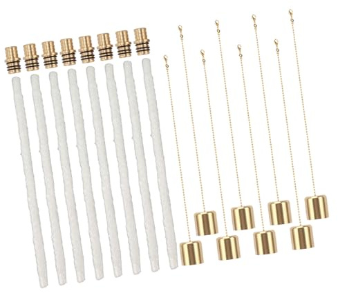 Yosoo Health Gear Vin Flaskefackla Kit, 8-pack Mässingsfackla Vekehållare med Vekar och Lock, Flaskfackla Kit för Trädgård och Uteplats